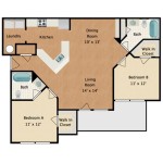 2 Bed 2 Bath Open Floor Plan